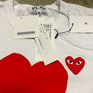 Authentic Comme des Garçon White T-shirt with Heart Eyes